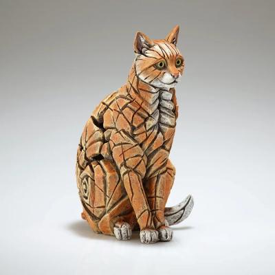 Miniature Ginger Sitting Cat Sculpture